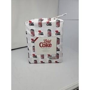Coca Cola Diet Coke Can Red Heart 4 Piece Twin Sheet Set